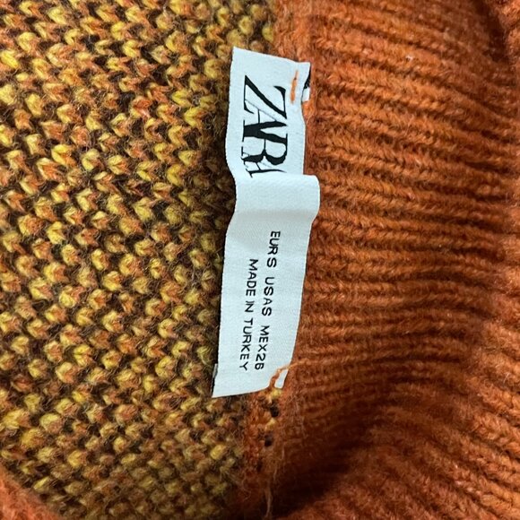 ZARA Daisy Flower 70's Vibe Brown & yellow Collar Knit Cardigan Sweater - Picture 5 of 7